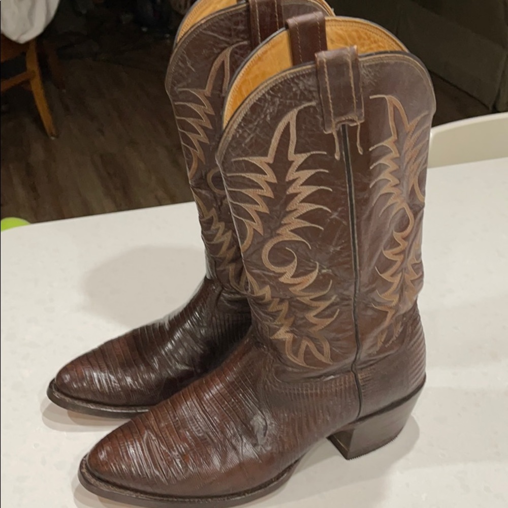 Nacona Lizard Skin Boots, Brown, 10 1/2” D